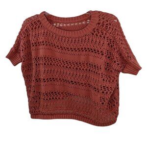 Women's Orange Large Short Sleeve Sweater Crop Top 31c